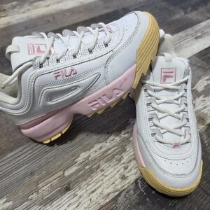 FILA White, Pink & Yellow Women’s Chunky Sneakers